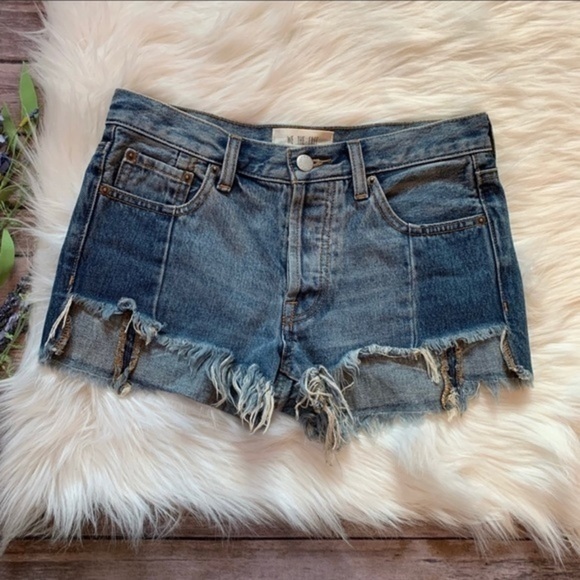 We The Free | High Rise Button Fly Distressed Shorts - Picture 3 of 8